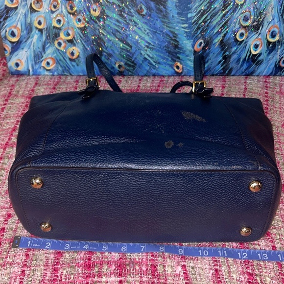 Michael Kors Navy Blue Jet Set Pebbled Leather Tote Bag - Picture 11 of 16